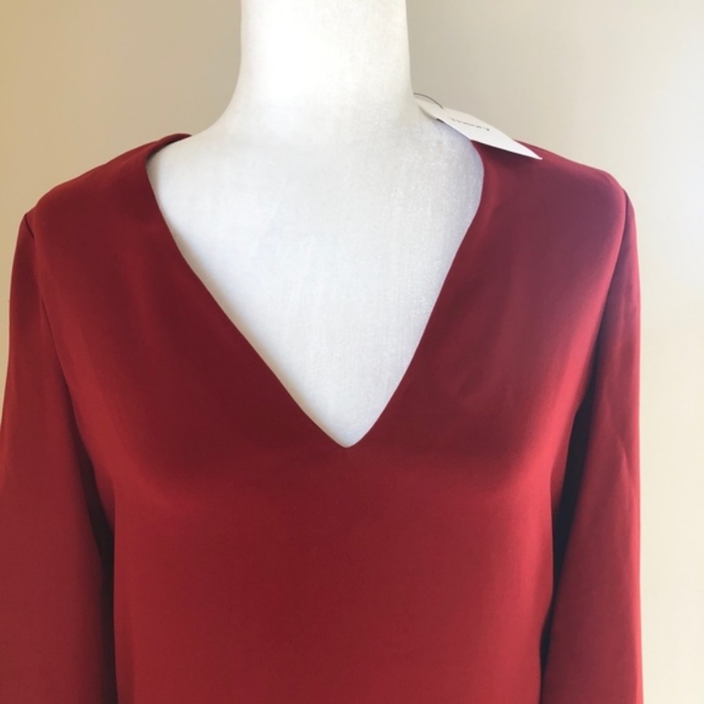 NEW $355 Theory Ulyssa Red Oak Bell Sleeve Dress - Picture 3 of 8